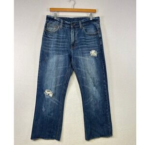 FLYPAPER Jeans Mens W30 L32 Blue Distressed Denim Straight Leg Denim Pants